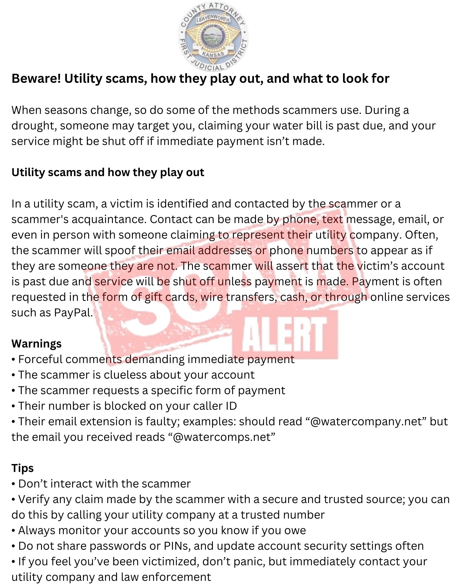 utility scams